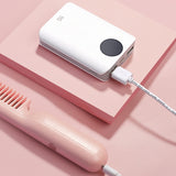 USB Rechargeable Hair Straightening Comb Mini Travel Curling Straight Dual-use Wireless Hair Straightener Brush Fast Heating