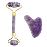 Amethyst Jade Facial Massage Roller Relax Weight Loss Natural Jade Quartz Scraper Massager Roller Jade Beauty Skin Tool XA67Z