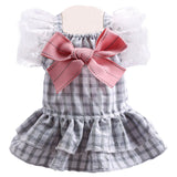 Fashion Pet Cat Clothes Spring and Summer New Pet Clothing Small Dog Dresses Girl Gray Bow Skirt Puppy Clothes