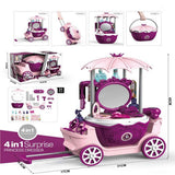 Toddler Fantasy Vanity Beauty Dresser Table Play Set With Lights Sounds Chair Fashion And Makeup Accessories For Kid And Pretend