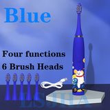 Sonic Children's Electric Toothbrush 3 To 12 Years Old Teeth Cleaning Care Oral Bacteria 6 Replacement Brush Heads USB Charging