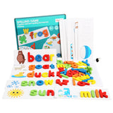 Wood Spelling Words Game Letter Recognition Card Montessori Puzzle STEM Early Educational Toy for Age 4-6 Kids Boys &amp; Girls