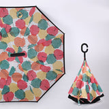 2021 Folding Long Shank Double Layer Inverted Umbrella Windproof Reverse C-Hook male golf umbrella reverse Umbrellas For Women