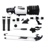 150X Astronomical Refractor Telescope with FMC Optic, Barlow Lens Eyepiece, Moon Filter, Phone Adapter and Tripod