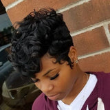 Short curly wig women's fluffy small curly hair chemical fiber headgear