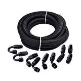 5M AN6 Black Nylon Braided  Hose Fuel Pipe Oil Cooler System Adapter Kit 6AN 0/45/90/180Degree Hose End Fitting
