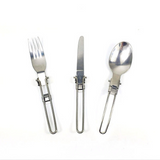Long cookware backpack Spork fork stainless steel fold knife utensil spoon  set combo Picnic camp cutlery tableware flatware