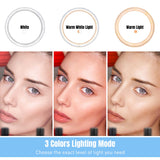 LED Ring Light USB Desk Ring Lamp LED Desktop Ring Lights 10 Brightness Dimmable 2700-6500K With Tripod Stand For Live Streaming