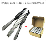 Animals Cage Clamp Installation &amp;2500pcs C-shape Nails Animal Wire Cage Clamp Pet Cages Pliers Chicken Cat Dog Animal Clamp Tool