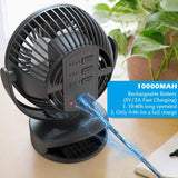 10000mAh Camping Fan with Lights USB Rechargeable Clip on Fan with Hanging Hook Summer Handy Air Cooling Fan for Hiking Fishing