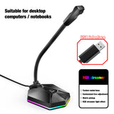 New Computer USB Microphone RGB Luminous Bendable Microphone Driveless Voice Chat Video Conference Microphones