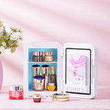 4LMini Makeup Fridge WIth LEDLight Mirror Portable Cosmetic Storage Refrigerator Cooler&amp;amp Warmer Freezer for Home Car Dual Use
