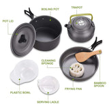 Ultra-light Aluminum Alloy Camping Cookware Utensils Outdoor Tableware Tool Cooking Teapot Kettle Pot Frying Pan Tent Accessory