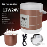 12V 24V Mini Rice Cooker Car Truck Soup Porridge Cooking Machine Food Steamer Electric Heating Lunch Box Meal Heater Warmer