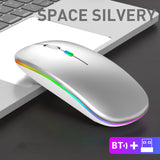 Wireless Optical Mouse 2.4G+BT3.0+BT5.2 Three-mode Connection Ergonomic Mute Mouse Built-in 500mAh Battery for PC Laptop