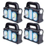 4 Pack 3 In 1 Solar USB Rechargeable COB LED Camping Lantern,Waterproof Emergency Flashlight LED Handheld Light