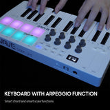 M-VAVE 25-Key MIDI Keyboard Mini MIDI Controller with 25 Velocity Sensitive Keys 8 RGB Backlit Pads 8 Knobs USB BT Connection