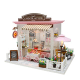DIY Doll House Miniature Sweet Chocolate Waiting Time Store Dollhouse With Furnitures WoodenToys For Children Birthday Gifts