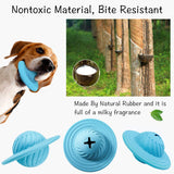 Upgraded Dog Treat Ball Toy IQ Interactive Food Dispensing Puzzle Feeder Ball Natural Rubber Puppy Toys Tooth Cleaning (UFO)