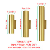 Led wall lamps indoor hotel bedside COB 12W golden wall light bedroom stair wall sconces golden decorative modern wall lamp