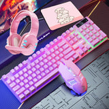 4 in 1 Gaming Keyboard Wired Mouse Headphone Mouse Pad Kit RGB Backlight Keyboard Gamer Ergonomic Mause Mousepad Headset Combos