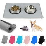Waterproof Pet Mat For Dog Cat Solid Color Silicone Pet Food Pad Pet Bowl Drinking Mat Dog Feeding Placemat Easy Washing