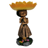 Patio Weatherproof Craft Bowls Yard Home Decor Handmade Feeder Resin Ornament Garden Bird Bath Sunflower Girl Statue Lawn