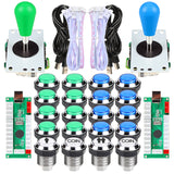 2 Player Ellipse Arcade Kit Oval Bat Joystick Handles LED Chrome Arcade Buttons for Arcade Standard Controller DIY Games MAME