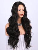Wig female long curly hair big wave black chemical fiber wig headgear