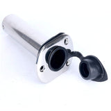 2X Marine Boat Yacht Accessories 15 Degree Stainless Steel  Flush Mounting Fishing Rod Holders with Rubber Cap, Liner and Gasket