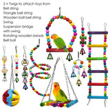 10 Pack Bird Cage Toys for Parrots Reliable &amp; Chewable - Swing Hanging Chewing Bite Bridge Wooden Beads Ball Bell Toys.