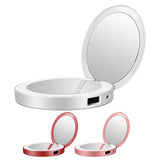 LED Mini Makeup Mirror Hand Held Fold Small Portable USB Cosmetic