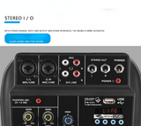MX04 4-Channel Bluetooth Mini Mixer Sound Card Audio DJ 16 Digital Effects Noise Reduction LED Level Display For Bar Singing