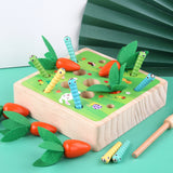 Radish Bug Game Wooden Magnetic Carrot Harvest and Crawler Catch Game Parent-Child Intercation Baby Educational Toys for Kids