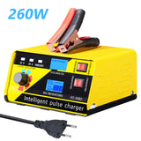 Car Battery Charger Automatic Intelligent Pulse Repair 130V-250V 200AH 12/24V Five Charging Modes Lead Acid Battery With Adapte