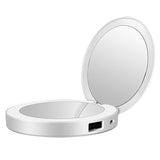 LED Mini Makeup Mirror Hand Held Fold Small Portable USB Cosmetic