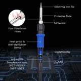 Soldering Iron Kit Adjustable Temperature 5pcs Soldering Tips Digital Multimeter Desoldering Pump Solder Tweezers