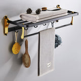 Bathroom Hardware Kit Punch-Free Triangle Space Aluminum Bathroom Shelf Towel Rack Hook Rack Black Gold Tissue Box Toilet Brush