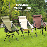Outdoor Camping Chairs Ultralight Folding Moon Chair Hiking Travel BBQ Chair High Load 150kg Beach Oxford Cloth Fishing Chair