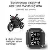 Motorcycle Wireless Tire Pressure Monitoring System TPMS LCD Digital Auto Security Alarm Tire Pressure with 2External Sensors
