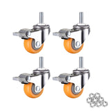 4Pcs/Set Swivel Furniture Caster 1.5 inch Heavy Duty 120kg Orange Swivel Castor Wheels Trolley Ultra Quiet Nylon Castor Wheels