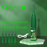 Sonic Children's Electric Toothbrush 3 To 12 Years Old Teeth Cleaning Care Oral Bacteria 6 Replacement Brush Heads USB Charging