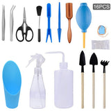 16pcs/set Shovel Home Outdoor Garden Watering Bottle Scissors Landscape Succulent Planting Transplanting Tool Set DIY Sowing