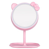 Espelho de maquiagem de gato rosa com espelhos led espelho de pé espelho de mesa de luz ajustável espelho de vaidade de tela de