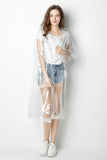 Freesmily Super Transparent Raincoat for Women Fashion EVA Waterproof Rain Poncho Coat Reusable with Drawstring Hood