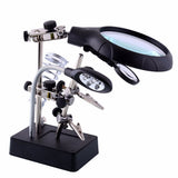 MG16129-C Welding magnifying glass 5 LED Auxiliary Clip Magnifier 3 In1 Hand Soldering Solder Iron Stand Holder Station