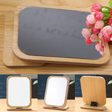 Pocket Cute Standing Desktop Mirror Compact Foldable Adjustable Angle Aluminum Cosmetic Wooden Table Makeup 360 Degree Portable
