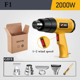 2500W 220V European Union LCD Digital Display Electric Heat Gun Hair Dryer Heat Gun Welding Shrink Packaging Heat Tool
