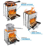 Camping Wood Stove Portable Folding Lightweight Stainless Steel Wood Stove Backpacking Stove for Outdoor Survival