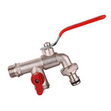 G2AB 90 Degree Double Valve Water Tap Durable Brass Manual Adjust Faucet for Home Outdoor Garden Tools